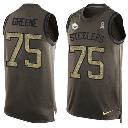 Nike Steelers #75 Joe Greene Green Men's Stitched NFL Limited Salute To Service Tank Top Jersey - Click Image to Close